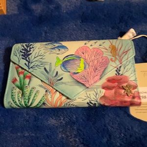 Anuschka leather hand painted wallet with RFID — NEW